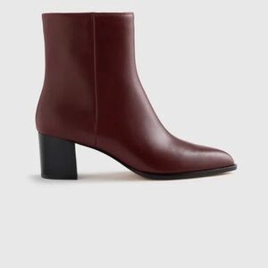 Quince Women Italian Leather Heeled Bootie Merlot Shoes Burgundy Sz 8 NEW